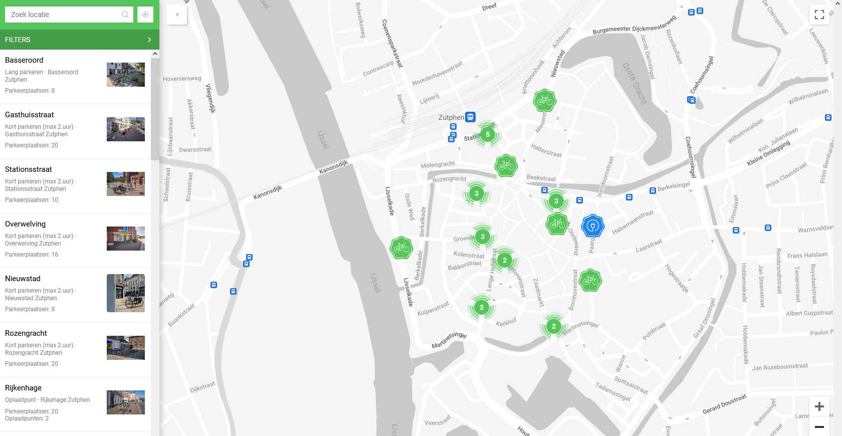Link naar kaart met overzicht fietsparkeerplekken binnenstad